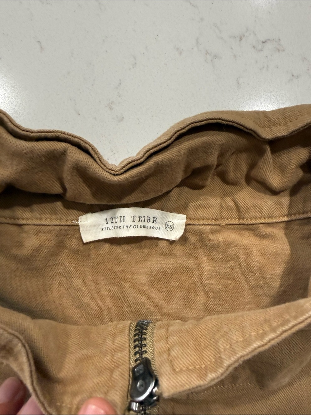 12th Tribe Tan Utility Zip-Front Women's Oversized Jacket. Size XS - Picture 3 of 10